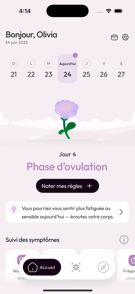 L’écran d’accueil de l’application Elle Santé